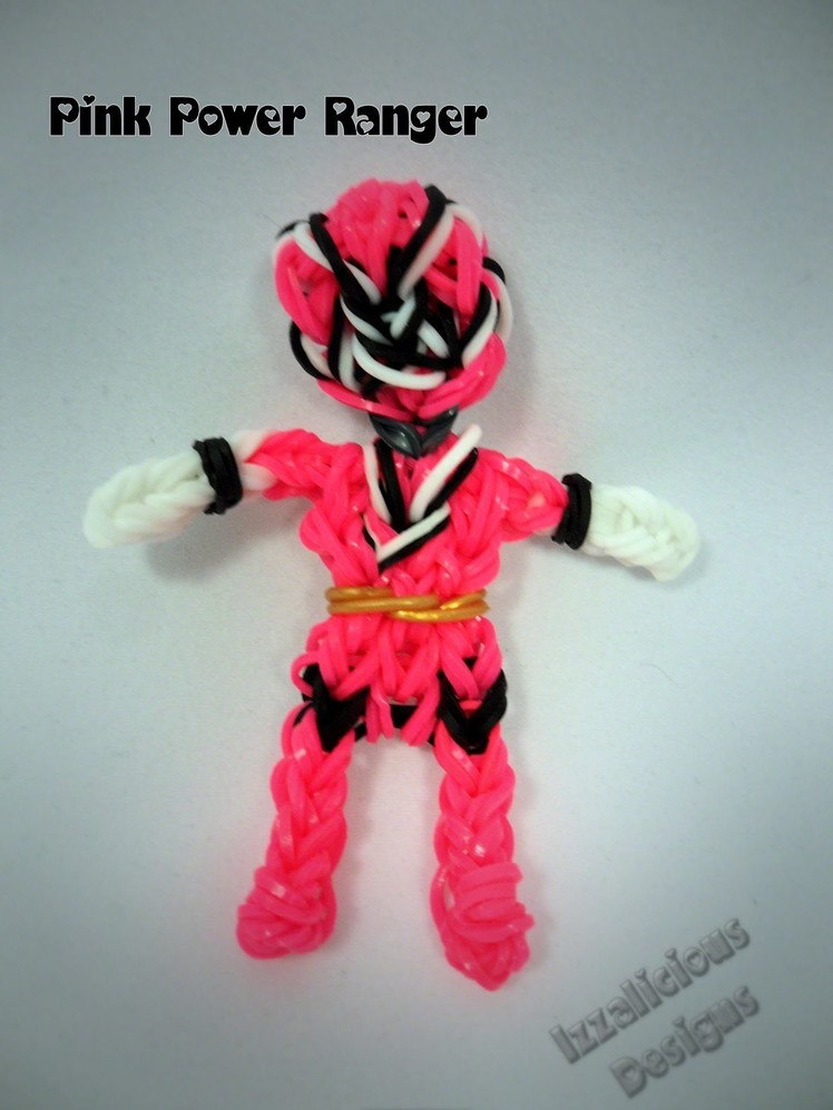 Rainbow Loom Pink Power Ranger Action Figure.Charm Tutorial
