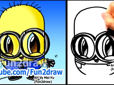 How to Draw a Minion from Despicable Me - Fun2draw style (Easy Characters)