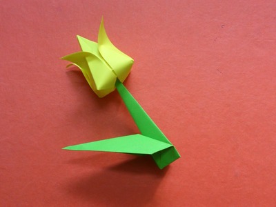How to make a paper Tulip Flower with Stem and Leaf.