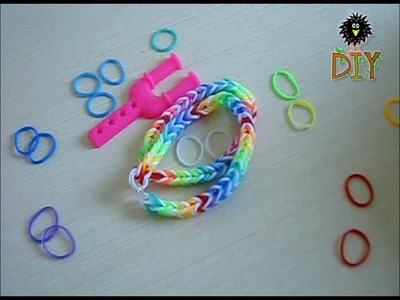 Loom Bands Rainbow Bracelet Tutorial - How To Make Rainbow Color Fishtail