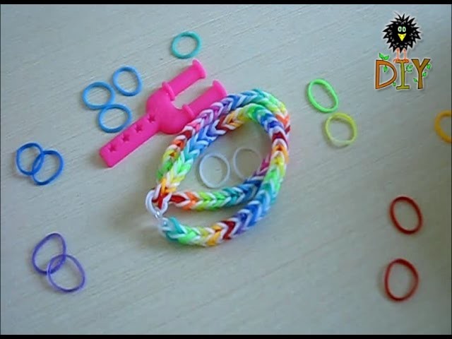 Loom Bands Rainbow Bracelet Tutorial - How To Make Rainbow Color Fishtail