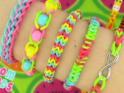 How to Make Loom Bands  5 Easy Rainbow Loom Bracelet Designs without a Loom   Rubber band Bracelets
