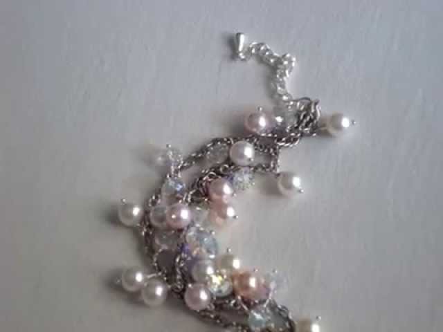 Swarovski crystal and pearl bracelet cluster style