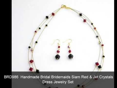 Swarovski Crystal Dress Jewelry Double Three Stranded Necklace Set