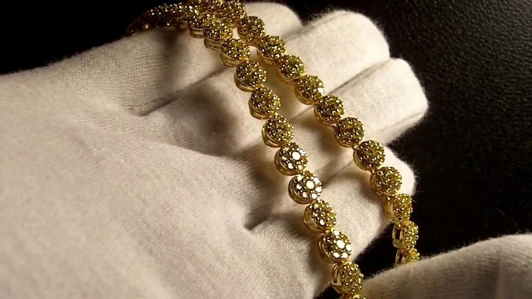 Custom Canary Sim. Diamond Cluster Chain.Bracelet Gucci Mane Lemonade Jewelry Connect Lab