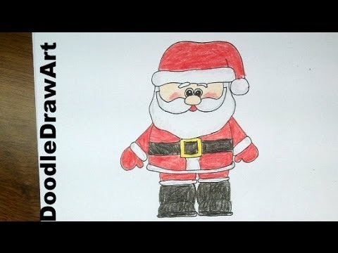 Drawing: How To Draw a Cute Cartoon Santa Claus - Easy step by step drawing lesson for beginners