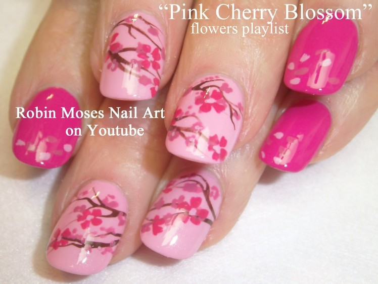 Easy Pink Cherry Blossom Nail Art Tutorial