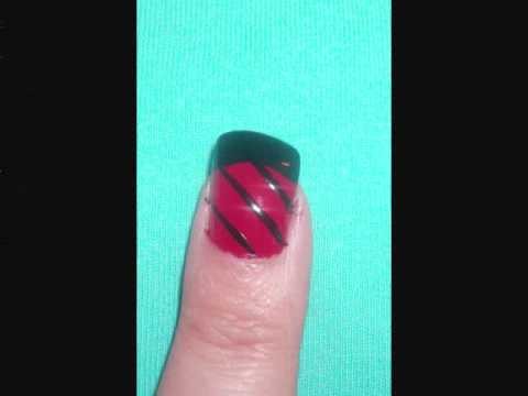 Sexy Red Stocking Nail Art  (Black, Red, Silver, Rhinestones)