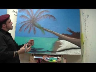 Art Lesson: How to paint a Tropical Palm Tree using Acrylic Paint