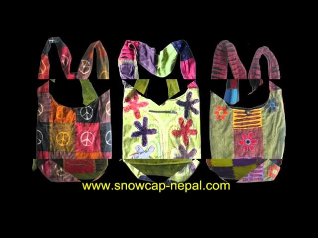 Cotton hippie hobo bohemian sling cross shoulder or cross-body bags, monk bags, lama bags, jogi bags