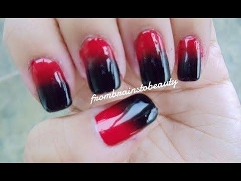 Gradient Nail Tutorial | Miami Heat - Black and Red (How To Ombre)