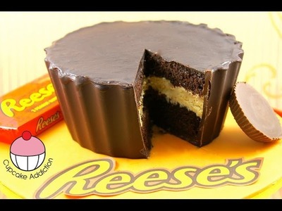 Make a GIANT Reese's Peanut Butter Cup (Cake!) - A Cupcake Addiction How To Tutorial