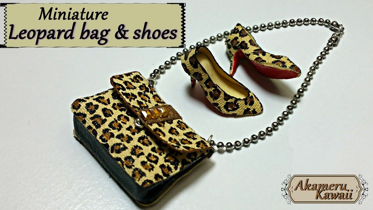 Miniature leopard handbag & shoes - polymer clay.fabric tutorial