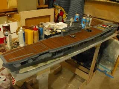 Model Ship Scratchbuilt 1.144 scale Yorktown Class Carrier USS Enterprise CV-6