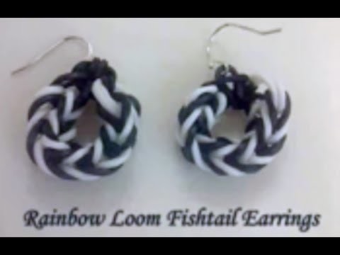 *New* Video~38~  How to make Rainbow Loom Fishtail Earrings