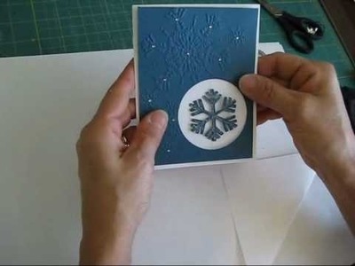 Add a floating snowflake in a card.  www.frenchiestamps.com