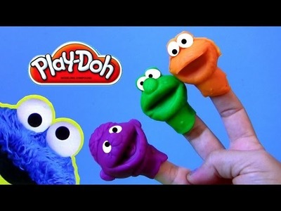 Cookie Monster Hand Puppets Play Doh - How to Make Playdough Sesame Street Elmo Ernie
