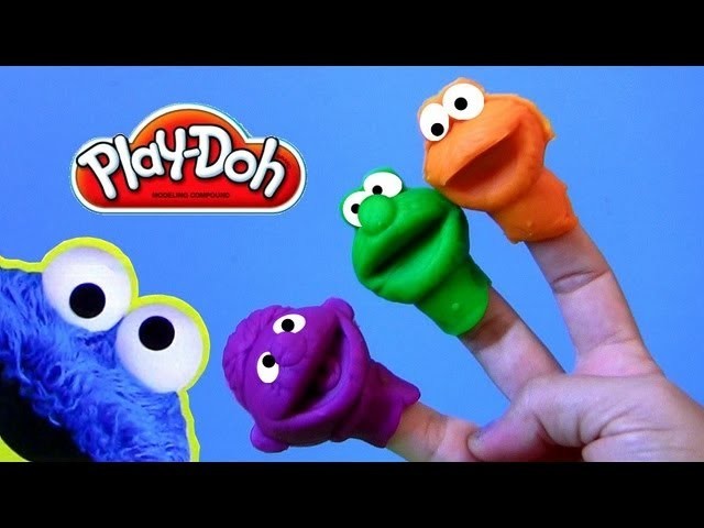 Cookie Monster Hand Puppets Play Doh - How to Make Playdough Sesame ...