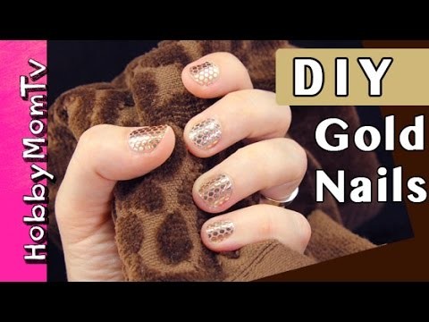 DIY Gold Nails | Essie Stickers Tutorial by HobbyMomTV