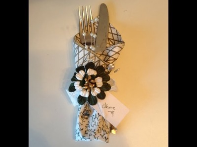 How to make a Napkin place card for New year table decoration with WOC beautiful flowers