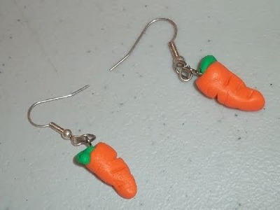 How to make polymer clay carrot earring charm pedants - EP