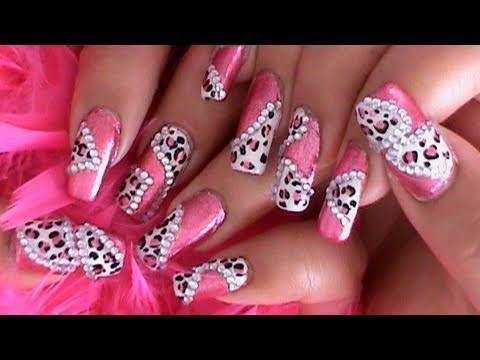 Princess Pink Leopard Nail Art Design Tutorial