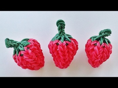Rainbow Loom Strawberry 3D Charm - How to make with loom. bands