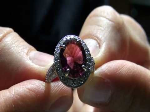 Circa 1920's Estate 5.50 Carat Pink Tourmaline & Diamond Ring 14k Gold Auctioned $1 NO RESERVE