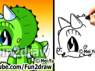 Easy to Draw - How to Draw a Dinosaur - Triceratops - Drawing Step by Step - Fun2draw