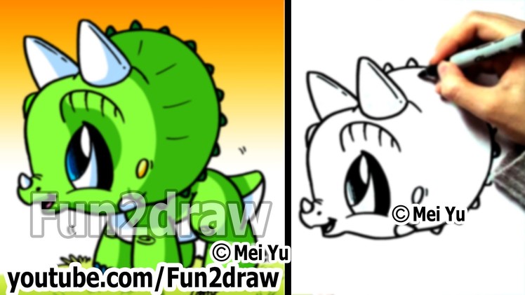 Easy to Draw - How to Draw a Dinosaur - Triceratops - Drawing Step by Step - Fun2draw