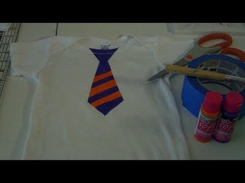 How to Make an Easy Stenciled Necktie Onsie or  T-shirt Using Painter's Tape Day 4