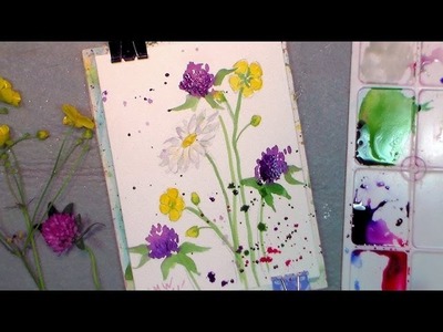 How to paint wildflowers in watercolor easy tutorial