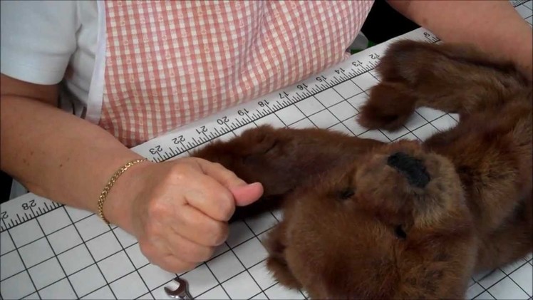 Part 13 How to Make a Jointed Fur Teddy Bear - Attaching the head, arms & legs to the body
