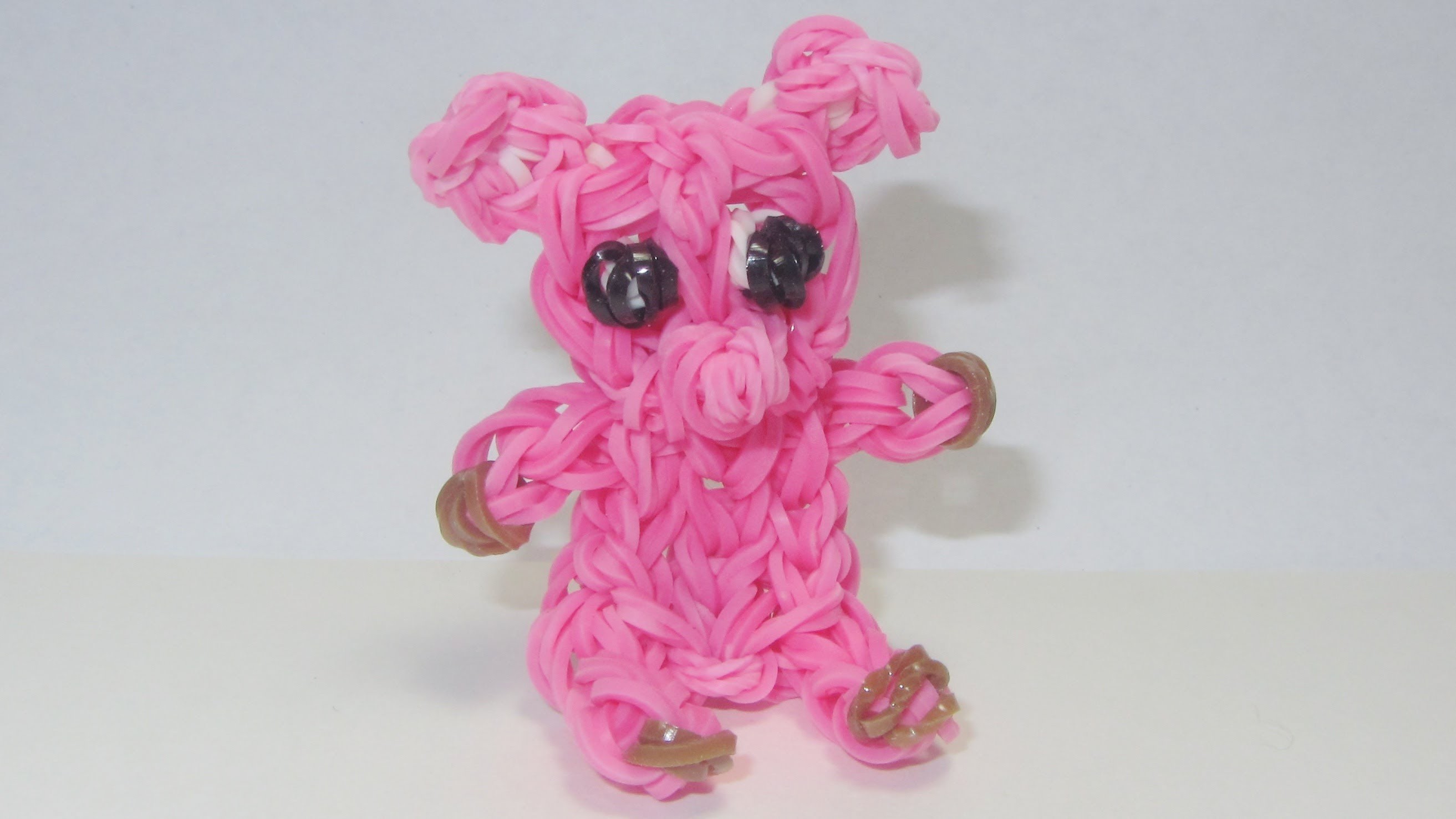 Rainbow Loom: PIG CHARM (sits by itself): How to Design. Tutorial