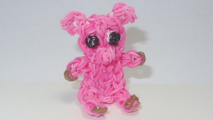 Rainbow Loom: PIG CHARM  (sits by itself): How to Design. Tutorial