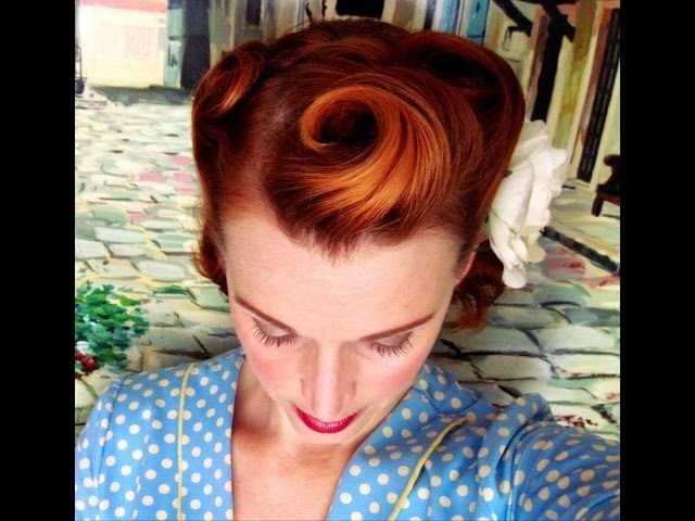 Victory Rolls on Short (Bobbed) Hair. 1940's Reverse Rolls Hairstyle