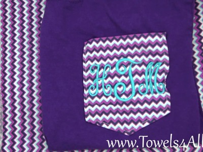 Chevron Purple Pocket Tee Shirt Monogrammed Initials - video demo