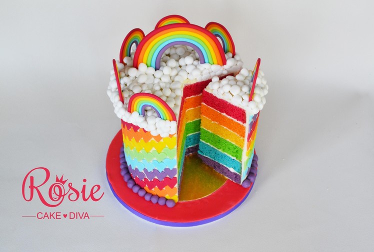 How to make a Rainbow Layer Cake - Layering and stacking a cake with buttercream
