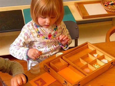 Montessori Infant Video: Gluing Paper Shapes