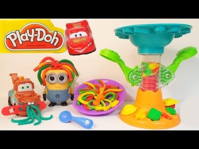 Play- Doh Spaghetti Factory-TowMater,McQueen,Minnions eat pasta-Hasbro MsDisneyReviews play dough