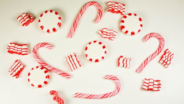 Polymer clay Christmas Candies(candy cane.peppermint candy.ribbon candy) TUTORIAL + collab news!