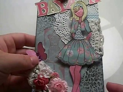 Prima doll stamp reverse style paper pieced project tag. .no copics!