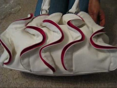 Ruffle Fashion Leather Handbag-White&Pink