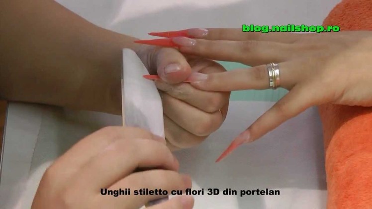 Tutorial - Stiletto nails with 3D acrylic flowers nail art
