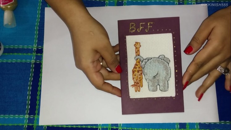 2. Cross Stitch - How to make Best Friends Forever Card