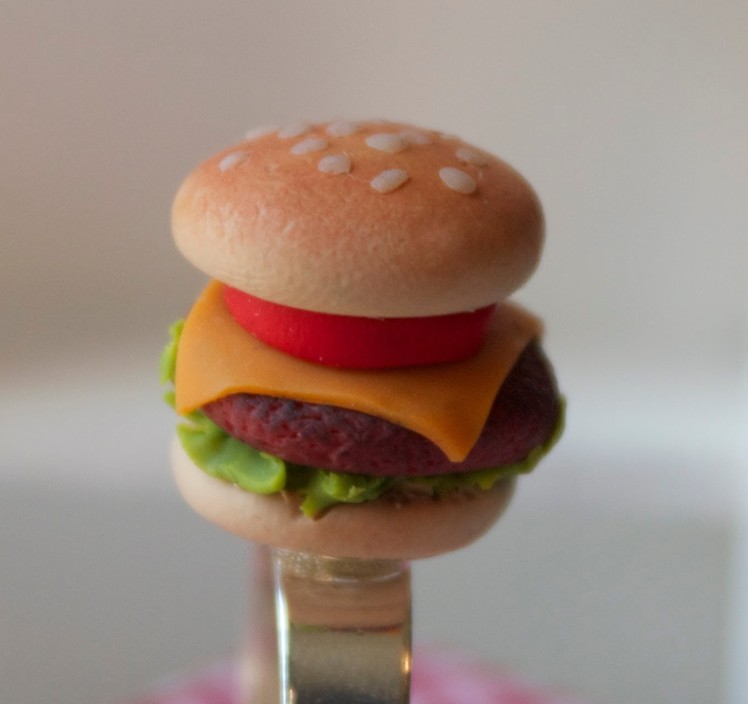 Cheeseburger Ring - Polymer Clay Miniature Food Jewelry Tutorial