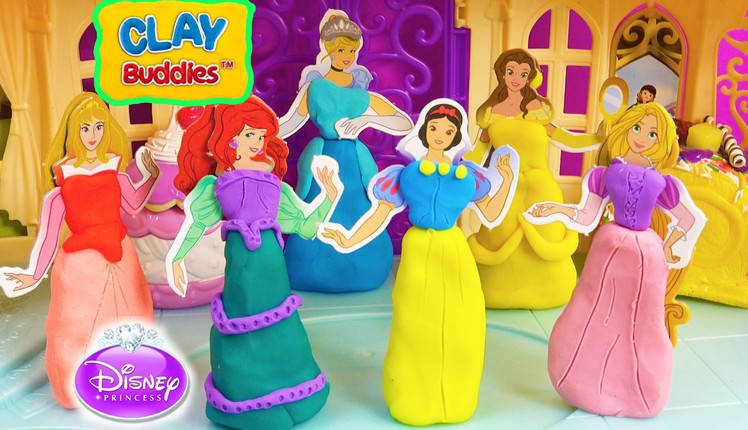 Disney Princess Clay Buddies Playdoh Dress Up Craft Playset Little Mermaid Cinderella Toy  Video