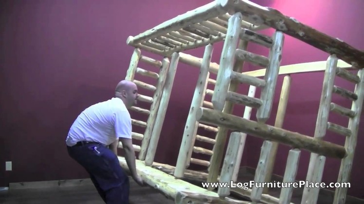 Full over Queen Log Bunk Bed Assembly | How To Assemble Log Bunk Bed