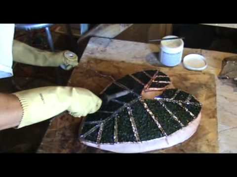 How to make fused and soldered recycled glass - alocasia lamp