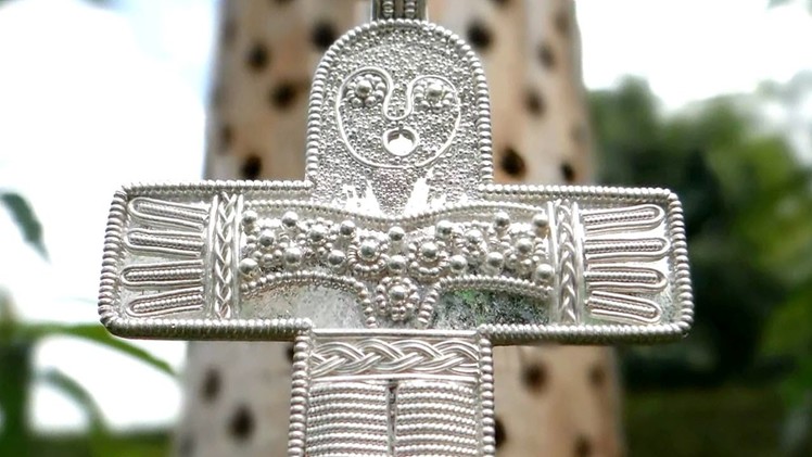 Jewellery making granulated viking silver filigree cross